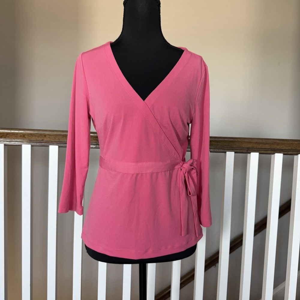 Y2K New York Company Top V Neck Small Pink Fairy 3/4 Sleeve Babydoll 90s‎ Boho